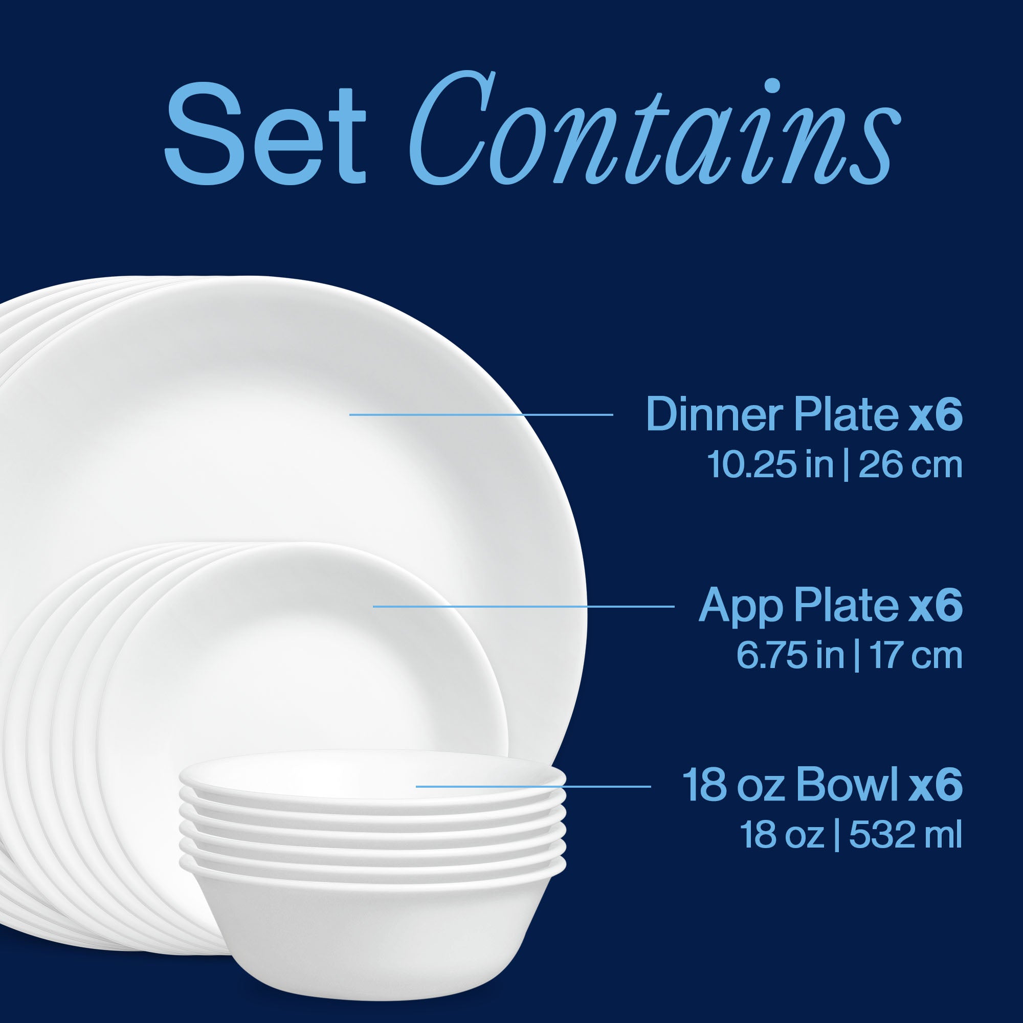 Corelle® Winter Frost White Dinnerware Set – Service for 6 + Salad Plates - Image 8