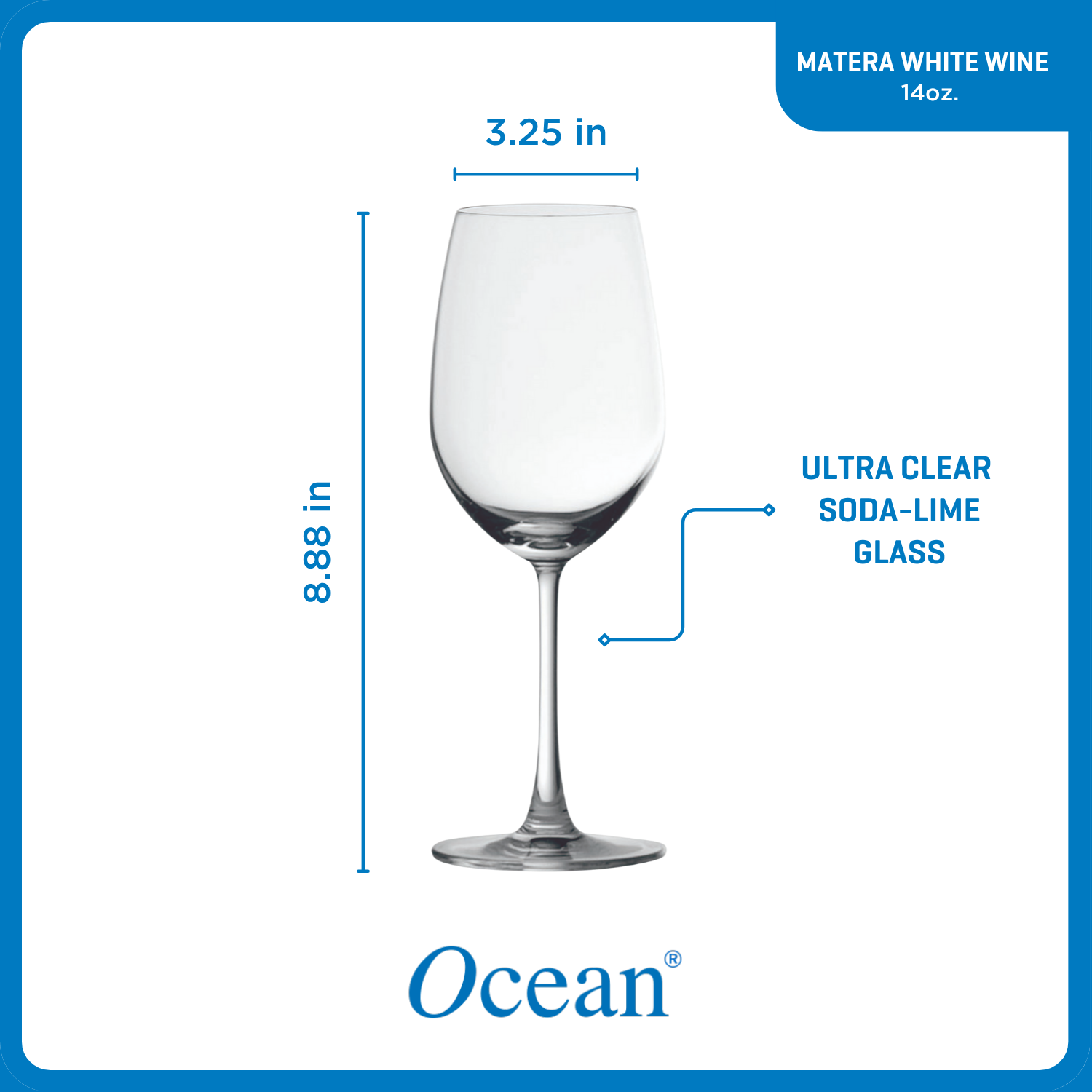 Ocean Glass Matera White Wine Glasses (4-Pieces). 14-ounce. dishwasher safe - Image 3