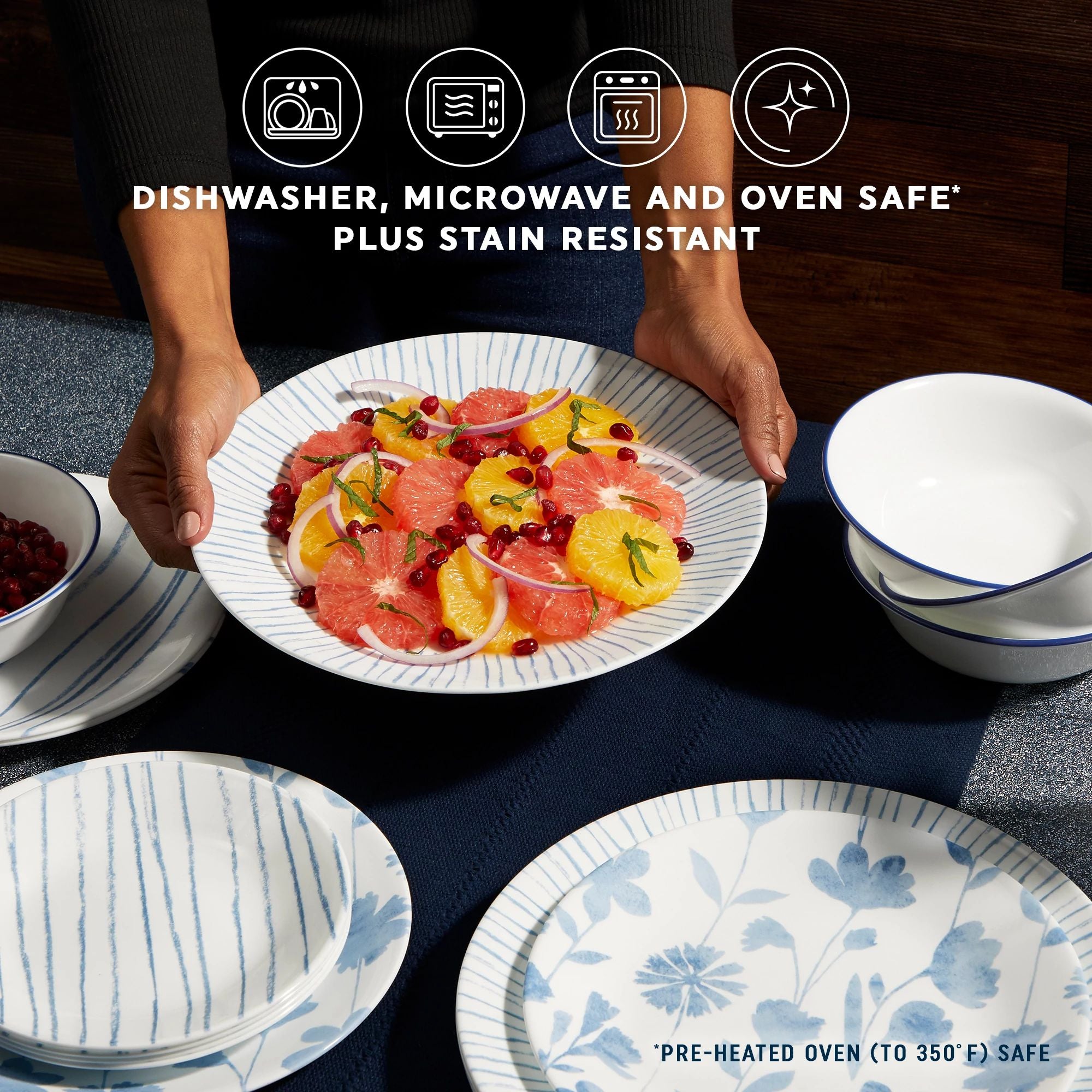 Corelle® Botanical Stripes 12-piece Dinnerware Set. Service for 4 - Image 4