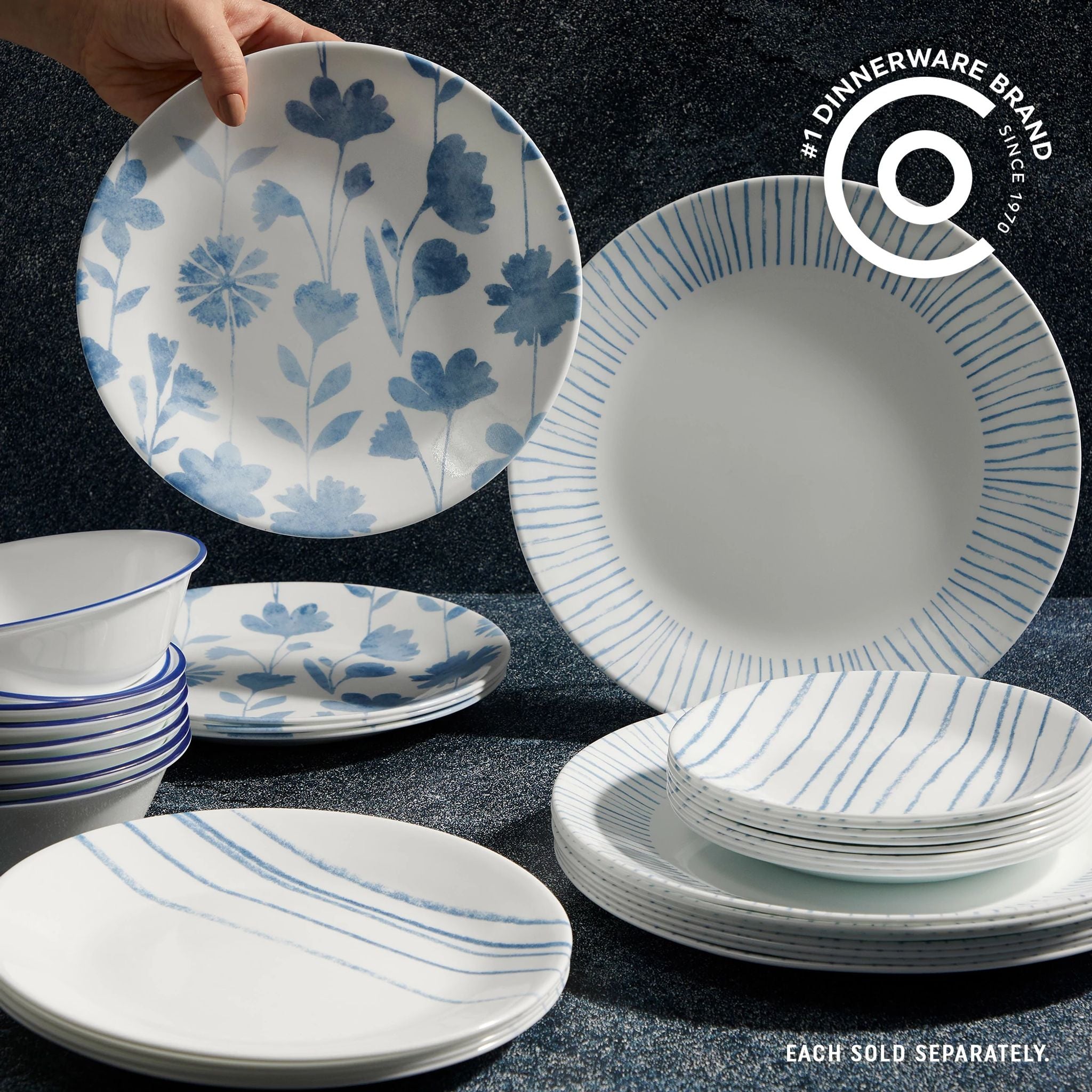 Corelle® Botanical Stripes 8.5 Salad Plate. Floral - Image 4
