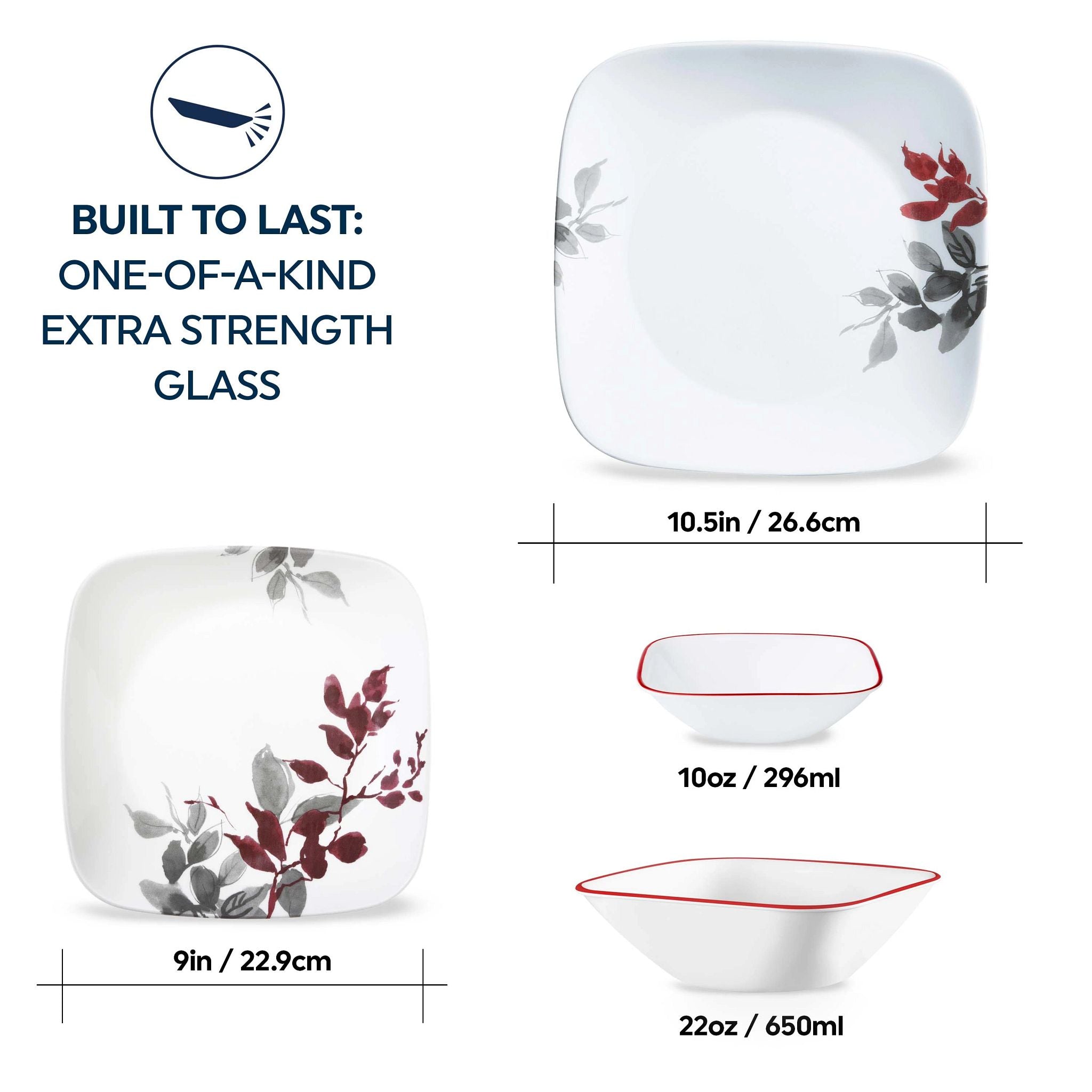 Corelle® Kyoto Leaves 16-piece Dinnerware Set. Service for 4 - Image 3