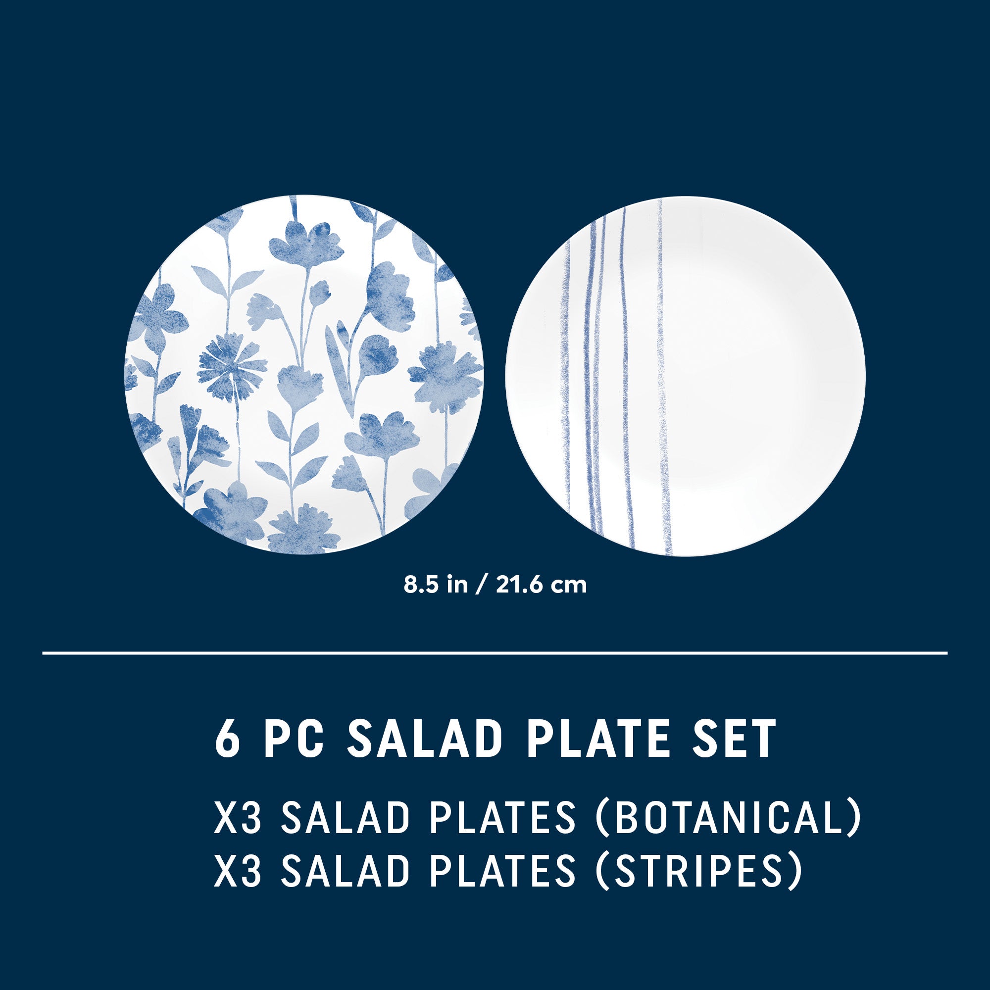 Corelle® Botanical Stripes 8.5 Salad Plates. 6 Pack - Image 2
