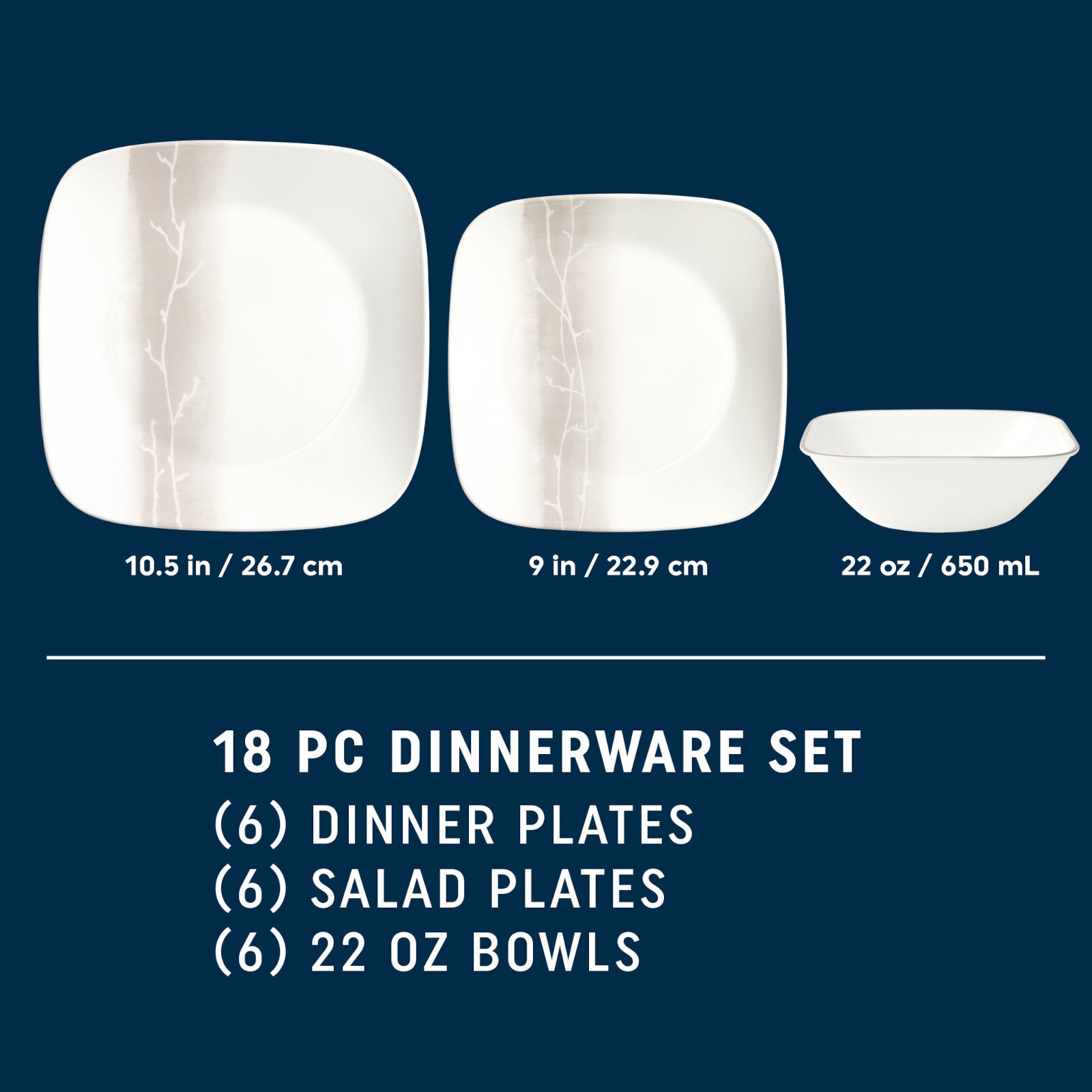 Corelle® Square Wandering Grove 18-piece Dinnerware Set. Service for 6 - Image 2