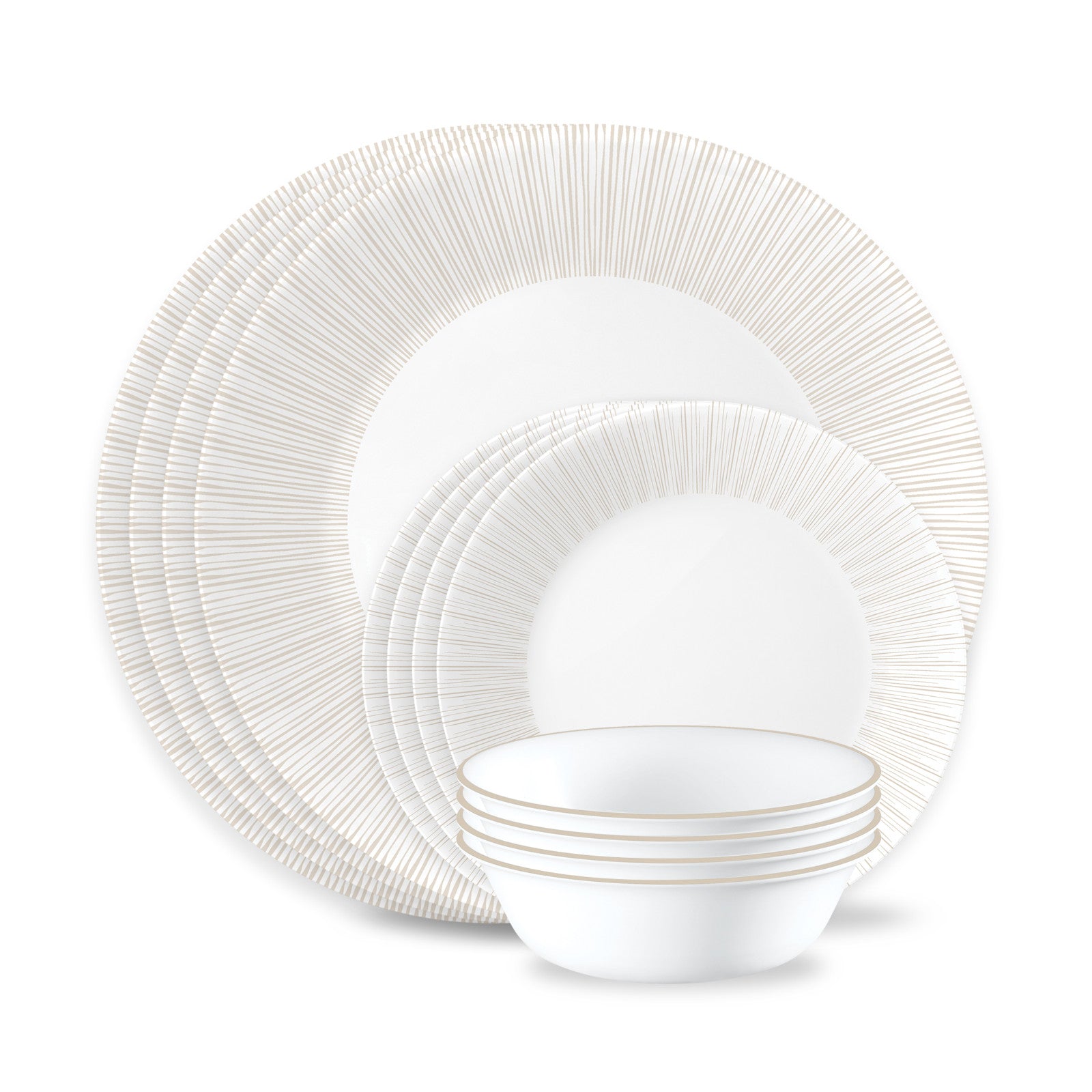 Corelle® Hushed Lines 12-piece Dinnerware Set. Service for 4