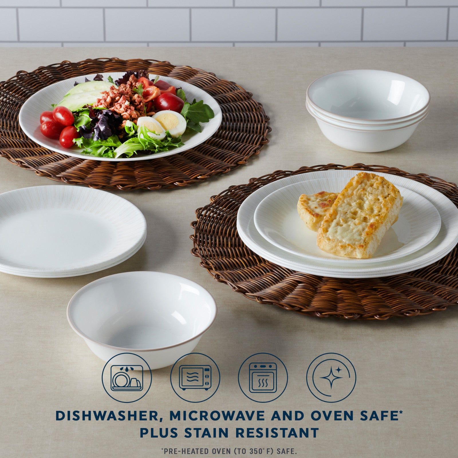 Corelle® Hushed Lines 12-piece Dinnerware Set. Service for 4 - Image 4