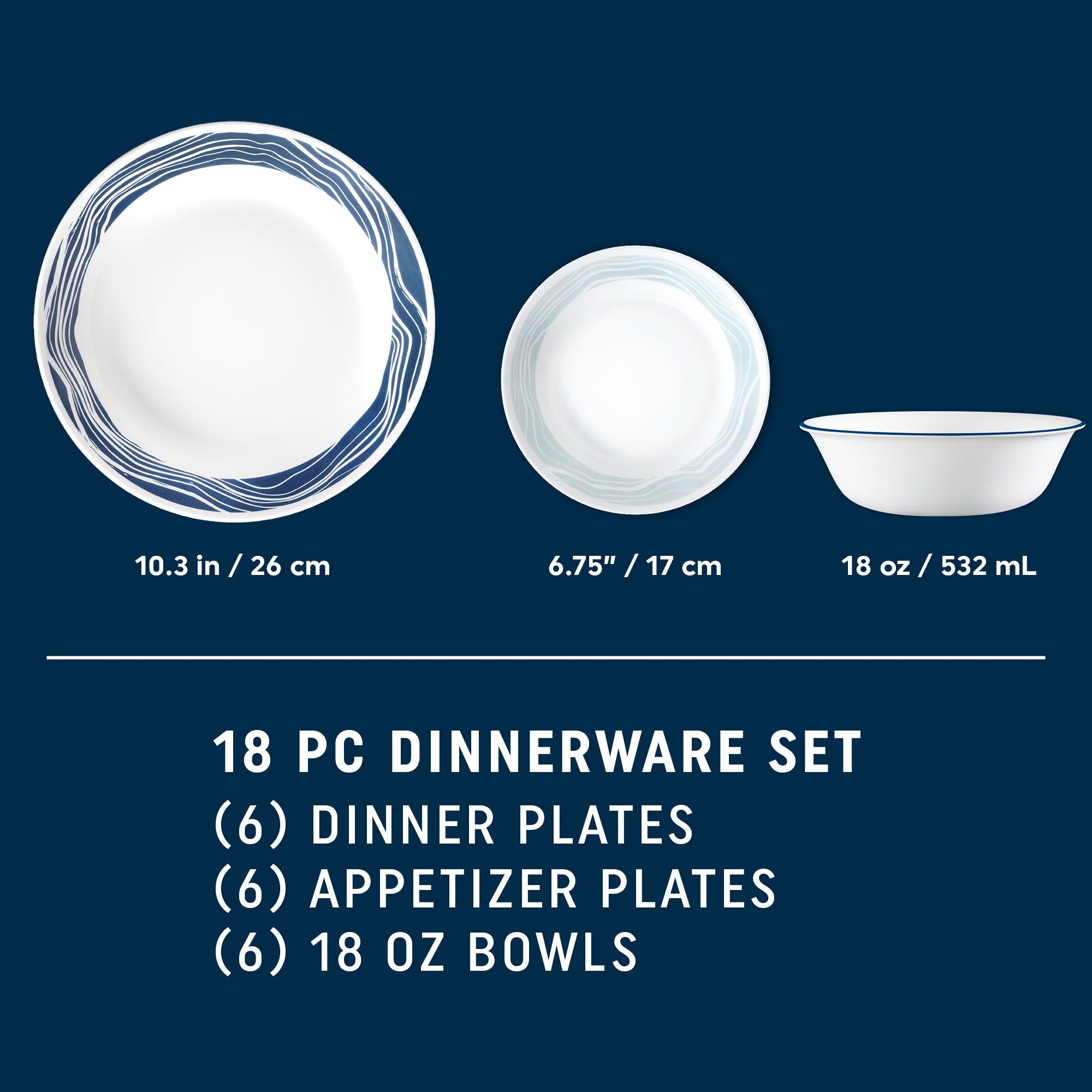 Corelle® Acadia 18-piece Dinnerware Set. Service for 6 - Image 2