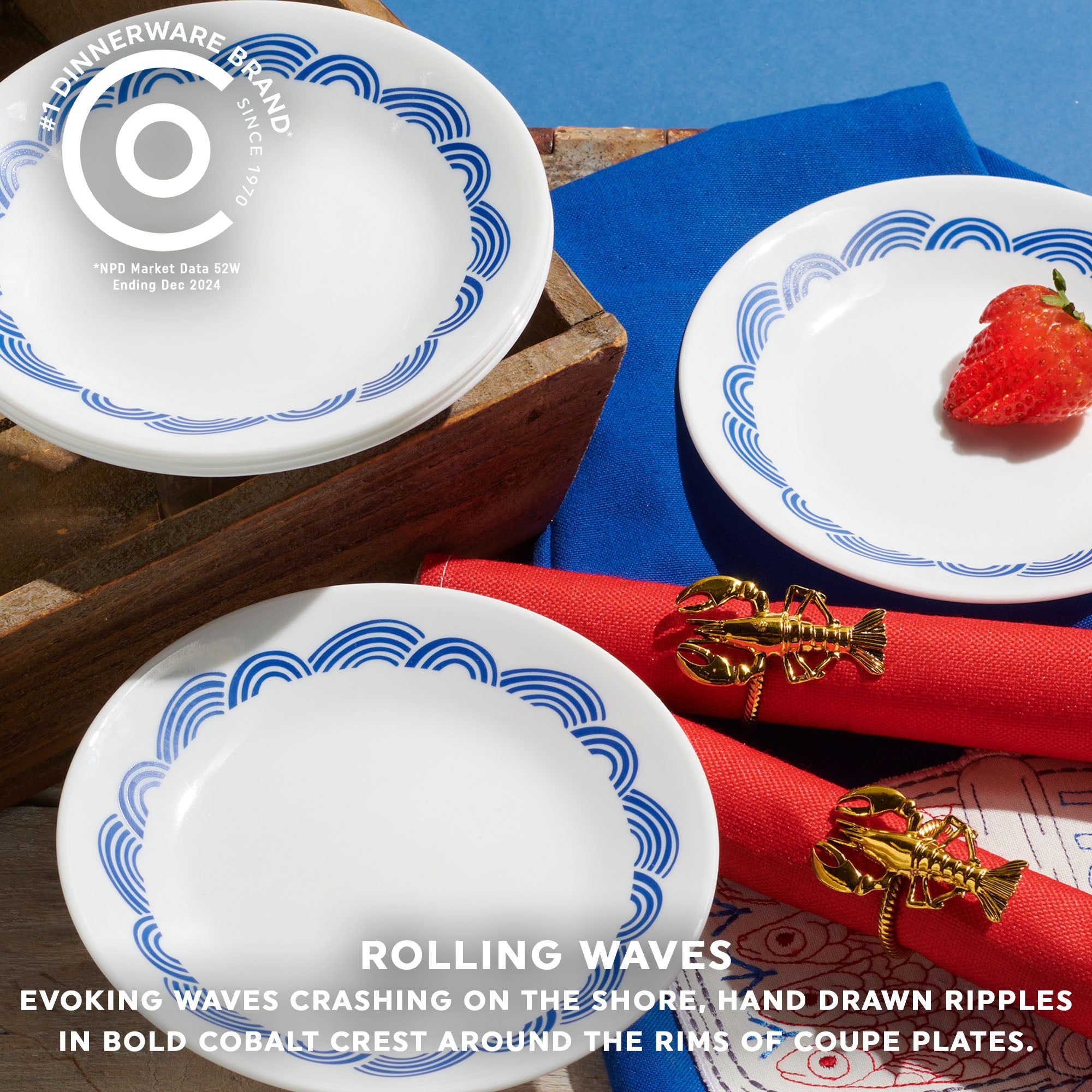 Corelle® Rolling Waves 8.5 Lunch Plate. 6-pack - Image 2