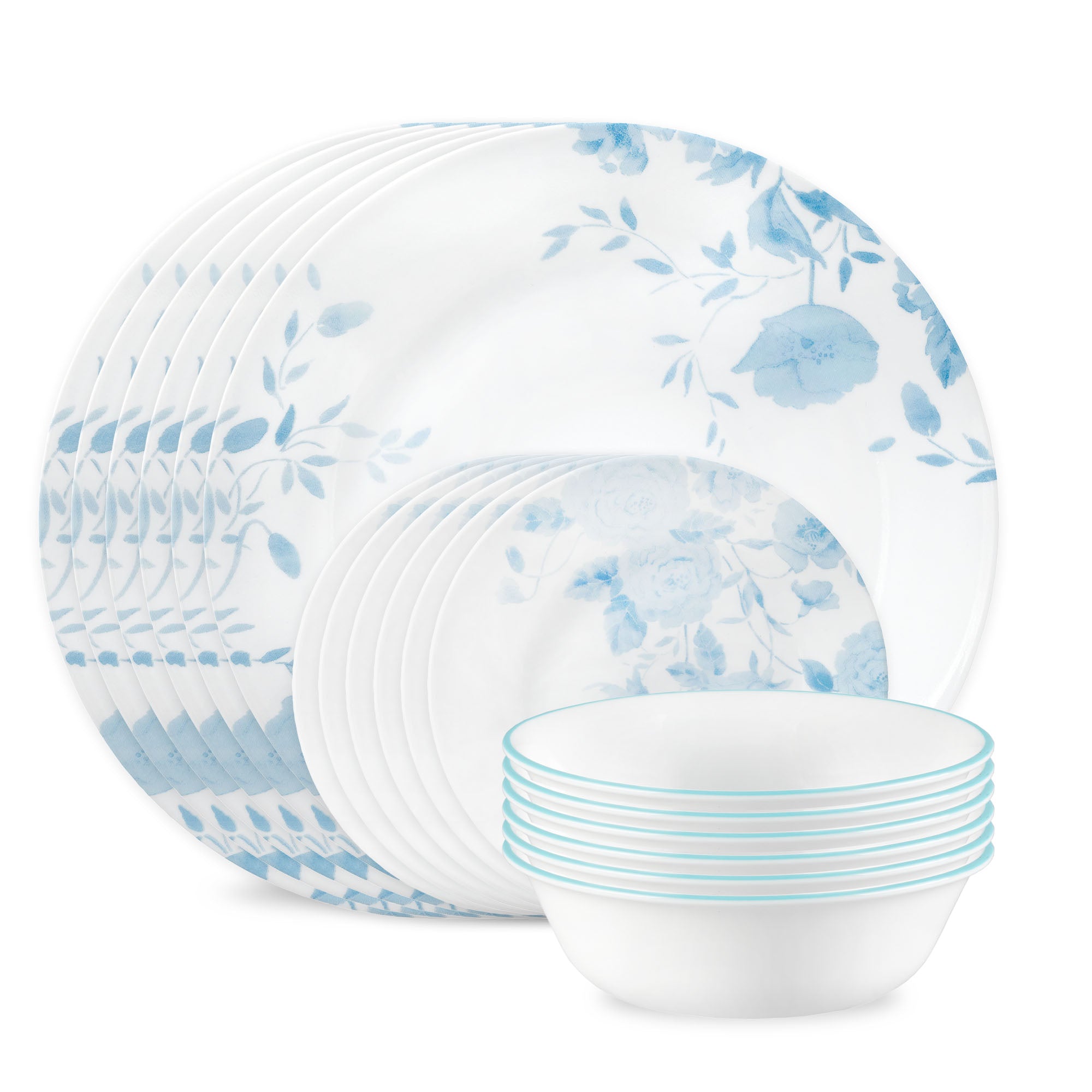 Corelle® Blue Bouquet 18-piece Dinnerware Set. Service for 6